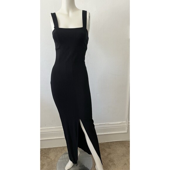 Paolina Paris Black Sexy Sleeveless Front Slit Zippered Stretch Maxi Dress Small - Picture 1 of 14